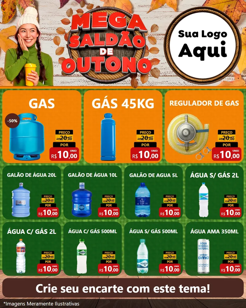 Modelo de Rede Social para Feed Instagram com o tema Mega Saldão de Outono para Água e gás