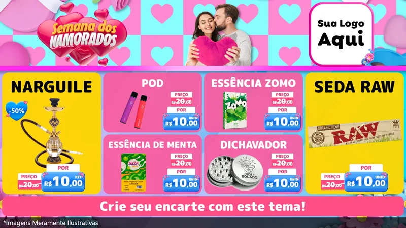 Modelo de TV para TV Horizontal com o tema Semana dos Namorados para Tabacaria