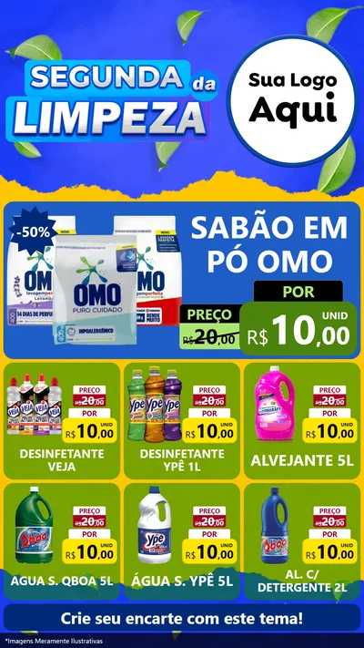 Modelo de Rede Social para Stories com o tema Segunda da Limpeza para Produtos de Limpeza