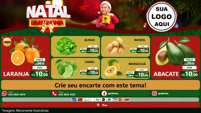 Modelo de TV para TV Horizontal com o tema Natal da Economia para Hortifrúti