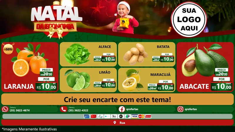 Modelo de TV para TV Horizontal com o tema Natal da Economia para Hortifrúti
