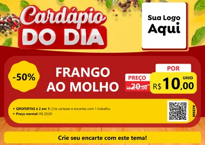 Modelo de Cartaz para Cartaz A4 Horizontal com o tema Cardápio do Dia para Restaurante