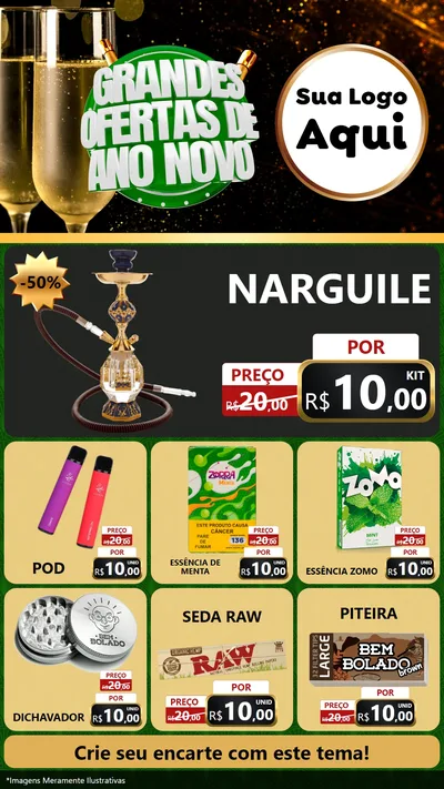 Modelo de Rede Social para Stories com o tema Grandes Ofertas de Ano Novo para Tabacaria