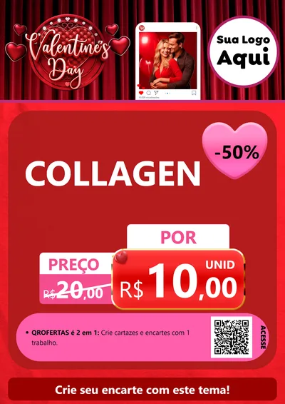 Modelo de Cartaz para Cartaz A4 Vertical com o tema Valentine's Day para Suplementos alimentares