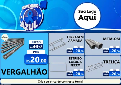 Modelo de Encarte para Encarte A4 Horizontal com o tema Novembro Azul para Ferragens