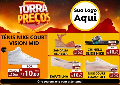Modelo de Encarte para Encarte A4 Horizontal com o tema Torra Preços para Calçados