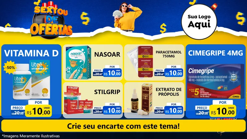 Modelo de TV para TV Horizontal com o tema Sextou de Ofertas para Farmácia