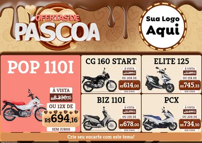 Modelo de Encarte para Encarte A4 Horizontal com o tema Ofertas de Páscoa para Concessionaria de Motos