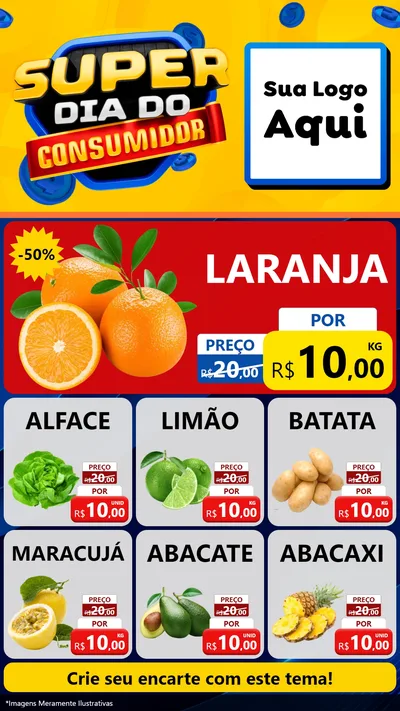 Modelo de Rede Social para Stories com o tema Super Dia do Consumidor para Hortifrúti