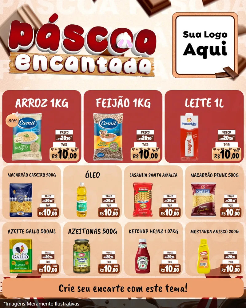 Modelo de Rede Social para Feed Instagram com o tema Páscoa Encantada para Supermercado