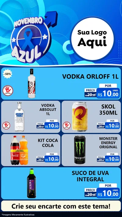 Modelo de TV para TV Vertical com o tema Novembro Azul para Distribuidora de bebidas