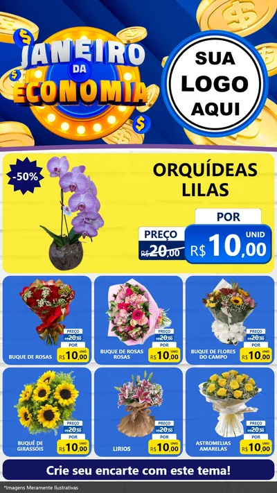 Modelo de Rede Social para Stories com o tema Janeiro da Economia para Floricultura e jardim