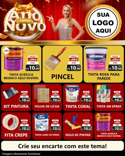 Modelo de Rede Social para Feed Instagram com o tema Super Ano Novo para Tintas e Ferramentas