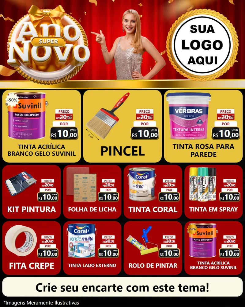Modelo de Rede Social para Feed Instagram com o tema Super Ano Novo para Tintas e Ferramentas