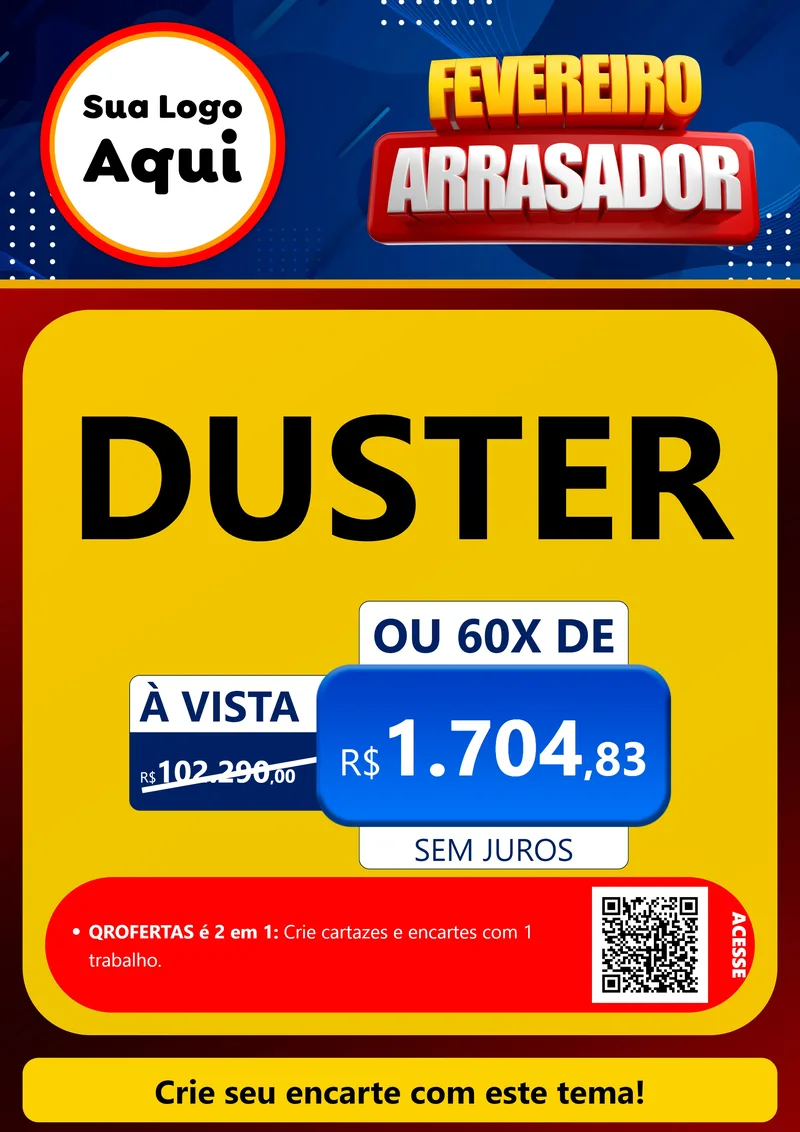 Modelo de Cartaz para Cartaz A4 Vertical com o tema Fevereiro Arrasador para Concessionaria de Carros