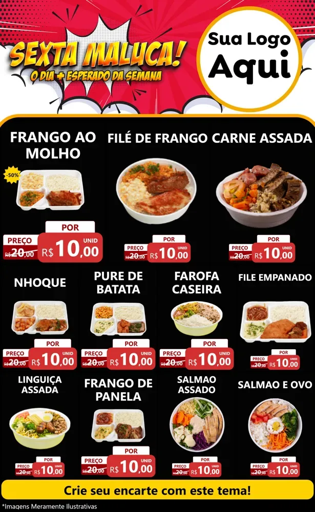 Modelo de Encarte para Encarte Grande com o tema Sexta Maluca! para Restaurante