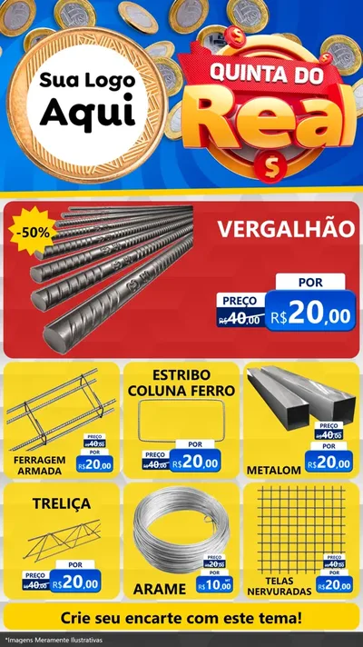 Modelo de Rede Social para Stories com o tema Quinta do Real para Ferragens