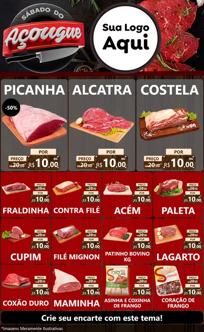 Modelo de Encarte para Encarte Grande com o tema Sábado do Açougue para Açougue