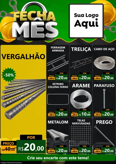 Modelo de Encarte para Encarte A4 Vertical com o tema Fecha Mês para Ferragens