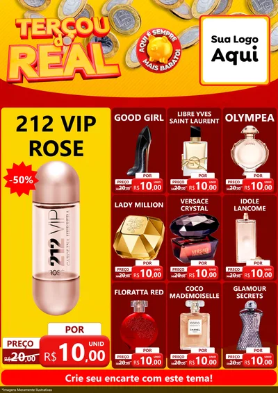 Modelo de Encarte para Encarte A4 Vertical com o tema Terçou do Real para Perfumes