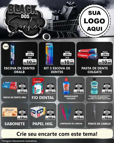 Modelo de Rede Social para Feed Instagram com o tema Black dos Sonhos para Higiene Pessoal