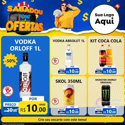 Modelo de Rede Social para Feed Facebook com o tema Sabadou de Ofertas para Distribuidora de bebidas