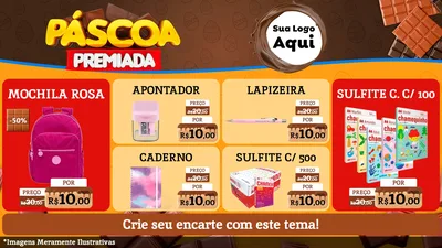 Modelo de TV para TV Horizontal com o tema Páscoa Premiada para Papelaria