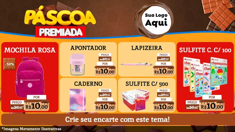 Modelo de TV para TV Horizontal com o tema Páscoa Premiada para Papelaria