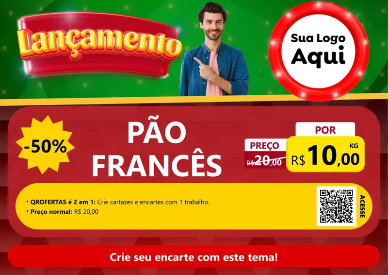 Modelo de Cartaz para Cartaz A4 Horizontal com o tema Lançamento para Padaria