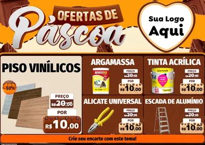 Modelo de Encarte para Encarte A4 Horizontal com o tema Ofertas de Páscoa para Material para Construção