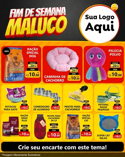 Modelo de Rede Social para Feed Instagram com o tema Final de Semana Maluco para Pet Shop
