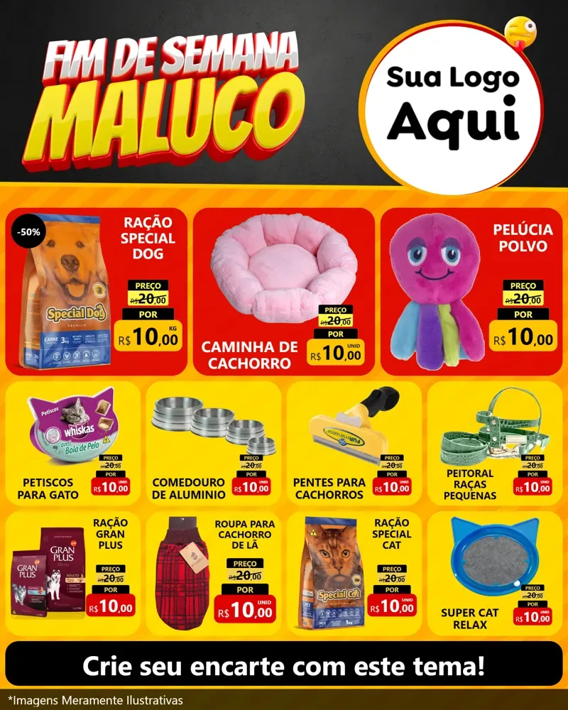 Modelo de Rede Social para Feed Instagram com o tema Final de Semana Maluco para Pet Shop