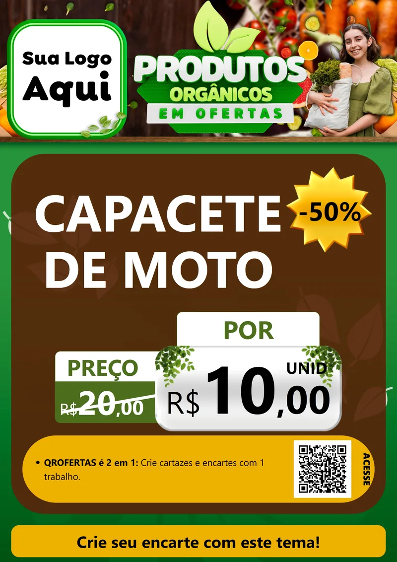 Modelo de Cartaz para Cartaz A4 Vertical com o tema Produtos Orgânicos em Ofertas para Moto peças