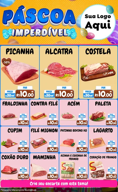 Modelo de Encarte para Encarte Grande com o tema Páscoa Imperdível para Açougue
