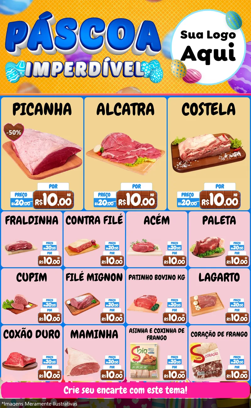 Modelo de Encarte para Encarte Grande com o tema Páscoa Imperdível para Açougue
