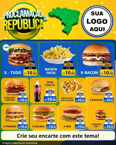 Modelo de Rede Social para Feed Instagram com o tema Proclamação da República para Hamburgueria