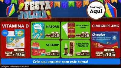 Modelo de TV para TV Horizontal com o tema Festa Julina para Farmácia