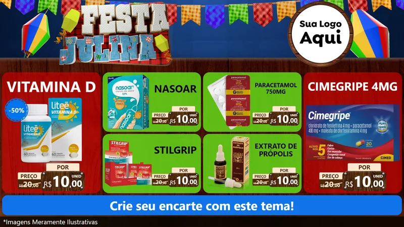 Modelo de TV para TV Horizontal com o tema Festa Julina para Farmácia