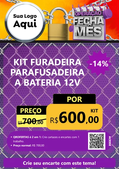 Modelo de Cartaz para Cartaz A4 Vertical com o tema Operação Fecha Mês para Maquinas e Ferramentas
