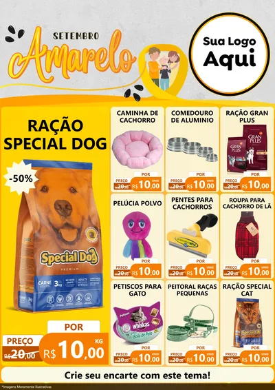 Modelo de Encarte para Encarte A4 Vertical com o tema Setembro Amarelo para Pet Shop