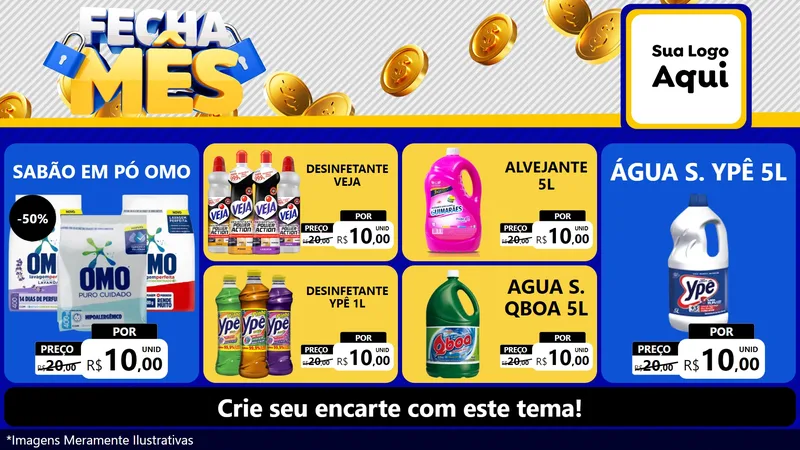 Modelo de TV para TV Horizontal com o tema Fecha Mês para Produtos de Limpeza