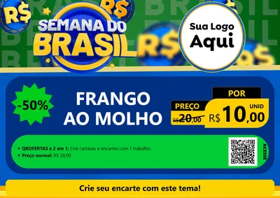 Modelo de Cartaz para Cartaz A4 Horizontal com o tema Semana Do Brasil para Restaurante