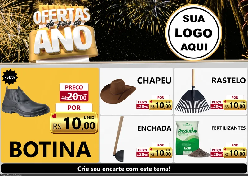 Modelo de Encarte para Encarte A4 Horizontal com o tema Ofertas de Fim de Ano para Agropecuária