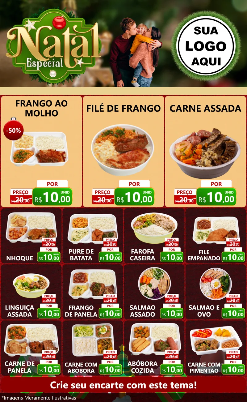 Modelo de Encarte para Encarte Grande com o tema Natal Especial para Restaurante