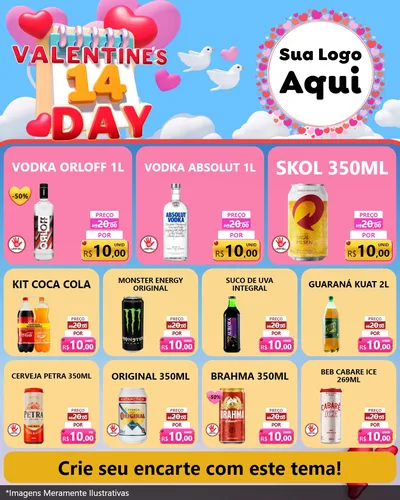 Modelo de Rede Social para Feed Instagram com o tema Valentine's Day para Distribuidora de bebidas