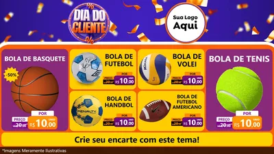 Modelo de TV para TV Horizontal com o tema Dia do Cliente para Artigos Esportivos
