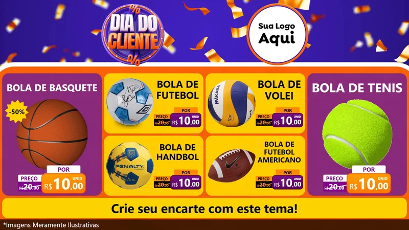 Modelo de TV para TV Horizontal com o tema Dia do Cliente para Artigos Esportivos