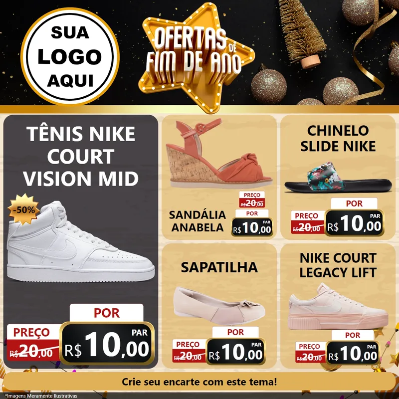Modelo de Rede Social para Feed Facebook com o tema Ofertas de Fim de Ano para Calçados