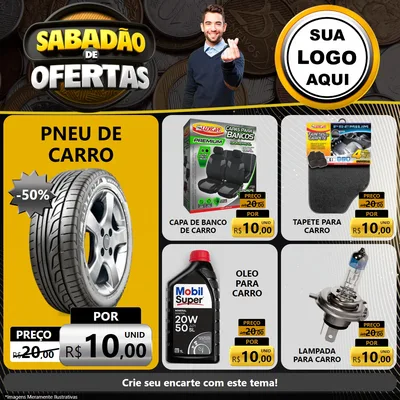 Modelo de Rede Social para Feed Facebook com o tema Sabadão de Ofertas para Auto peças