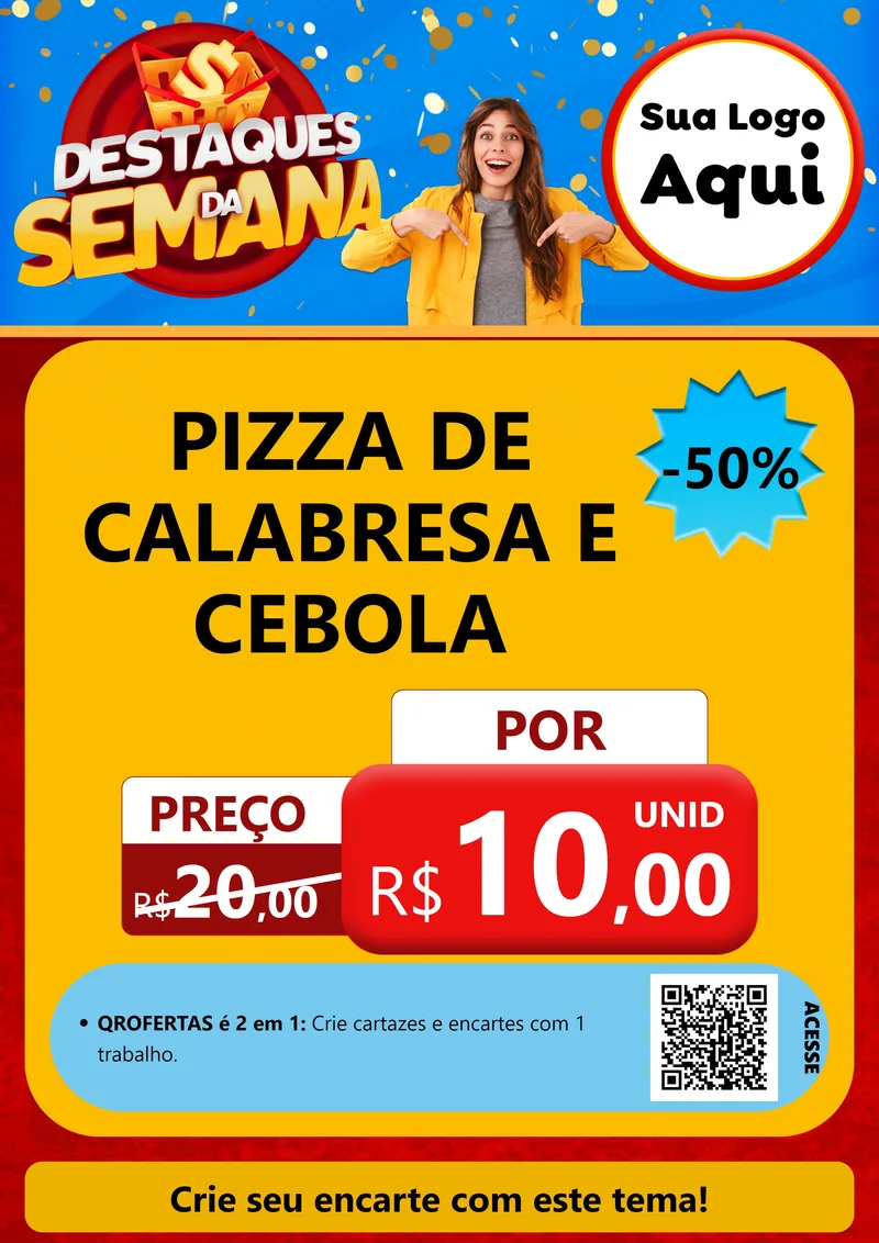 Modelo de Cartaz para Cartaz A4 Vertical com o tema Destaques da Semana para Pizzaria